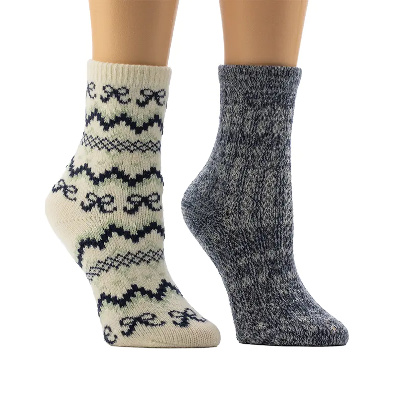 Chaussettes maison à texture de point de chaîne avec nœud à chevrons pour femmes