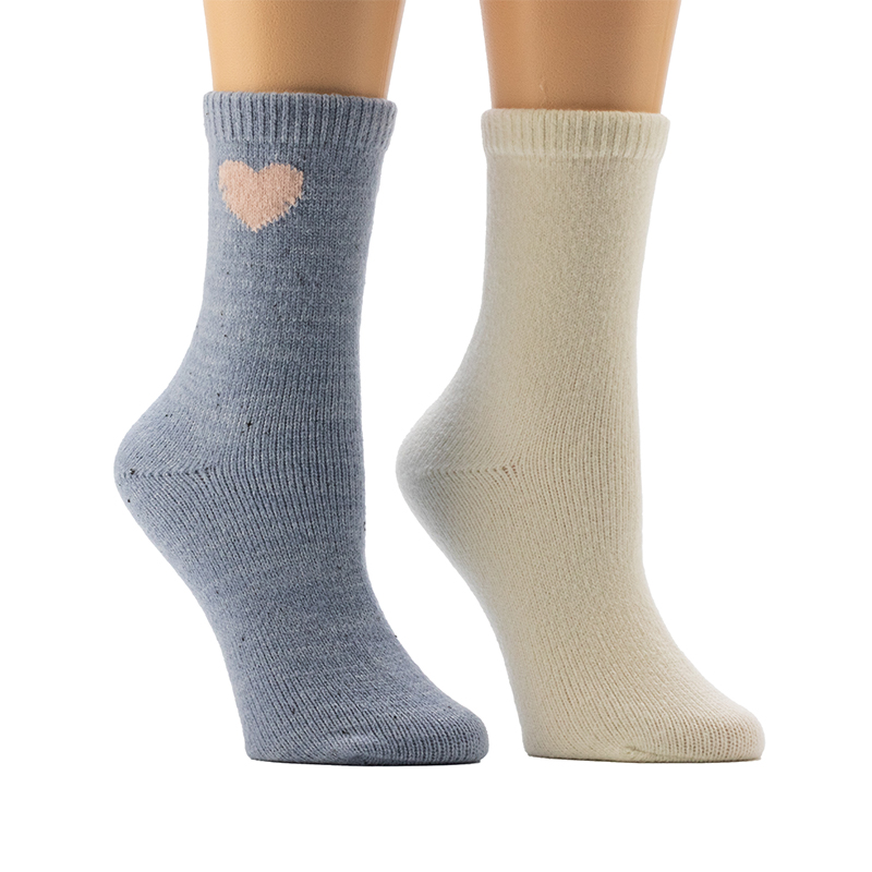 Chaussettes douillettes pour femme avec broderie cœur moucheté
