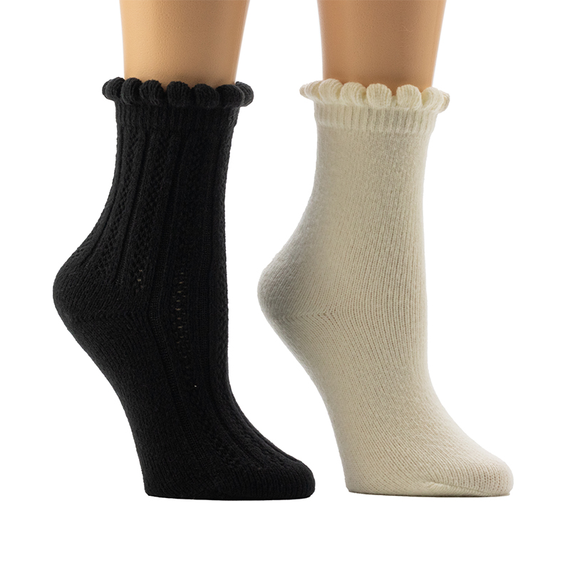 Chaussettes confortables à trépointe festonnée pour femmes