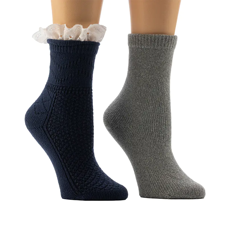 Chaussettes confortables en dentelle crochetée pour femmes, bottes en tricot plat/texturé