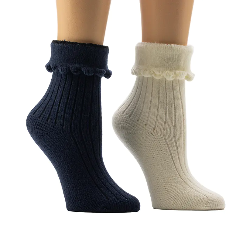Chaussettes confortables à trépointe festonnée pour femmes
