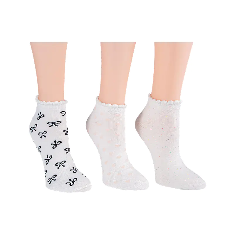 A/O Bow/Rainbow Fleck/A/O Heart Scallo Lowcut 3ppk Chaussettes