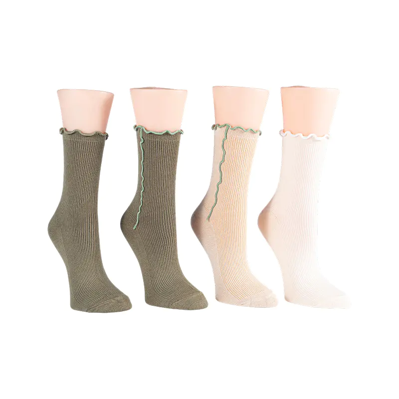 Chaussettes Constrast Lettuce Welt Rib Demi Crew 4ppk