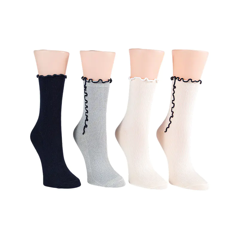 Chaussettes Constrast Lettuce Welt Rib Demi Crew 4ppk