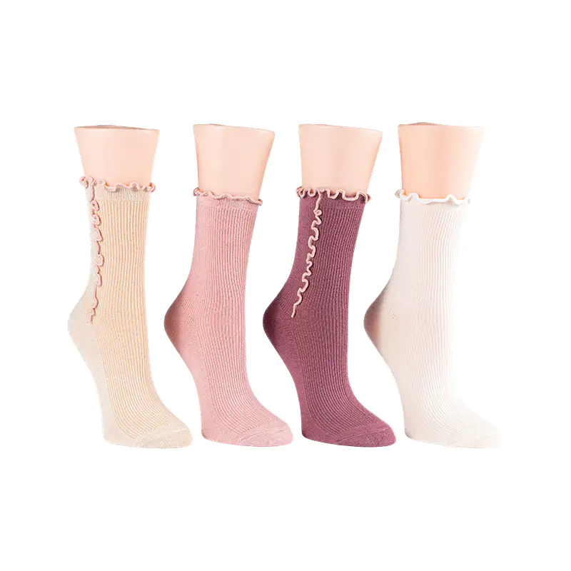 Chaussettes Constrast Lettuce Welt Rib Demi Crew 4ppk