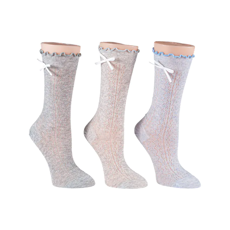 Chaussettes mi-mollet à nœud ajouré pour femme
