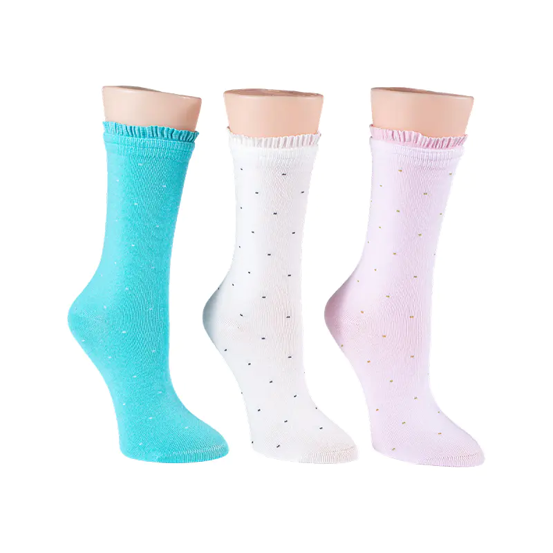 Chaussettes mi-mollet en dentelle à pois pour femme