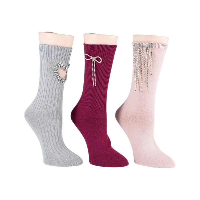 Chaussettes amovibles avec nœud perlé pour femme