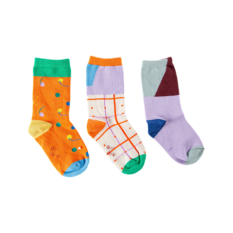 Chaussettes mi-mollet à blocs de couleurs pour enfants